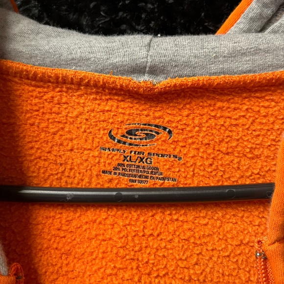 Mens XL SIMPLY FOR SPORTS RUSTIC ORANGE HEAVY ZIP UP HOODIE GREAT CONDITION - Picture 5 of 9